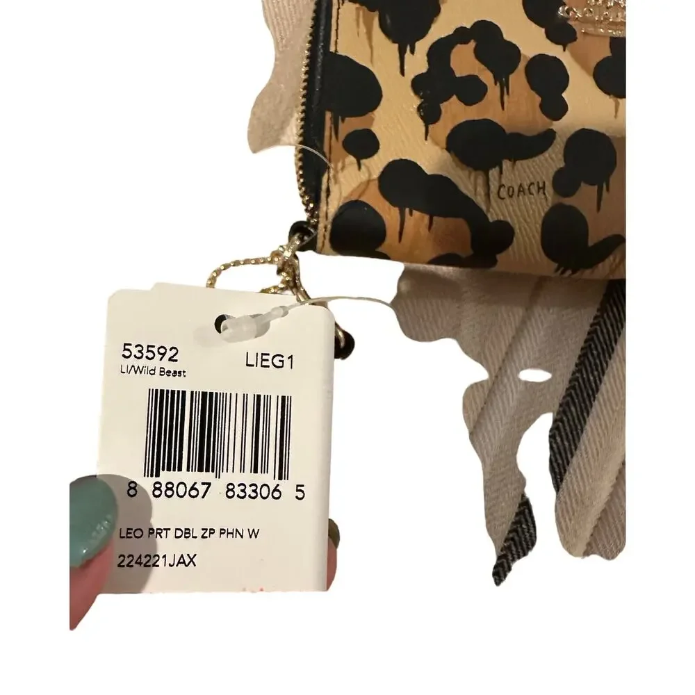 Coach - Double Zip Phone Wallet In Wild Beast Print Leather -NWT - Picture 4 of 10